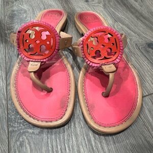 Tory Burch Miller Pink and Red Sandals size 7